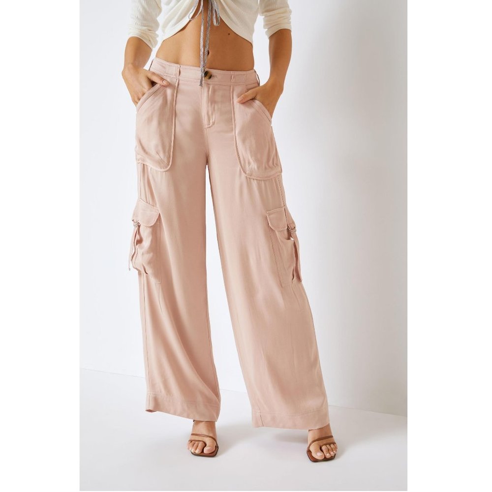 By Anthropologie Wide-Leg Cargo Pants Pink Size 6